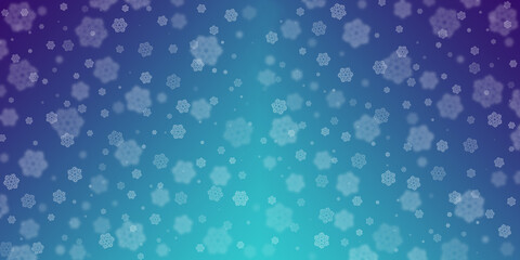 Winter Christmas background - Beautiful gradient blue gradient background with defocused and bright snowflakes, banner. The perfect background to decorate your website