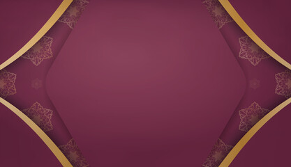 Burgundy background with indian gold pattern and space for your logo