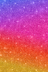 Vertical glitter holiday texture with yellow purple blue smooth gradient. Vector