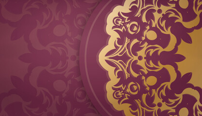 Burgundy background with indian gold pattern for design under the text