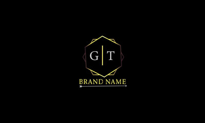 GT is unique luxury logo with a attractive golden color and black background.