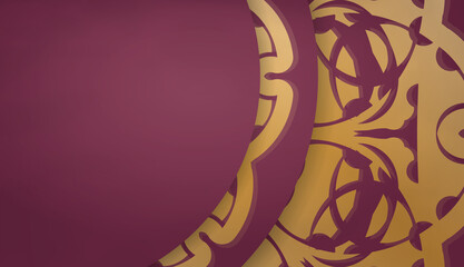 Burgundy background with luxurious gold ornaments and logo space