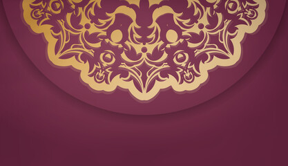 Burgundy background with luxurious gold ornaments for design under your text