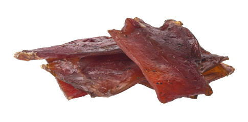Piece of jerky isolated on white background.