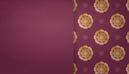 Burgundy background with luxury gold pattern for design under the text