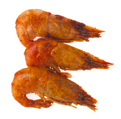 Dried fried with pepper shrimp isolated on white background.