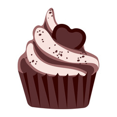 chocolate cupcake with heart shape cookie on top