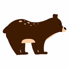 Bear illustration isolated on white background. Cute hand drawn brown bear.