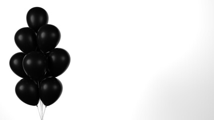Black balloons on white background. Black friday.