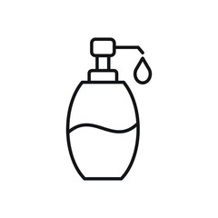 Soap gel for hands, personal sanitizer. White linear icon with editable stroke