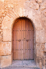 View of an old wooden castle door for background texture