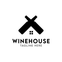 Wine house logo template design. Vector illustration.