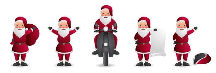 Santa Clause collection of four different poses for christmas celebration