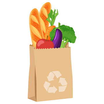 food shopping with recycle paper bag
