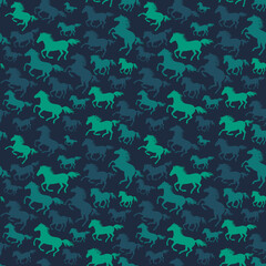 Beautiful camouflage horse silhouette seamless pattern. Abstract modern vector military backgound. Fabric textile print tamplate