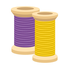 purple and yellow cotton thread
