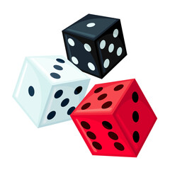Three dices isolated on white background.