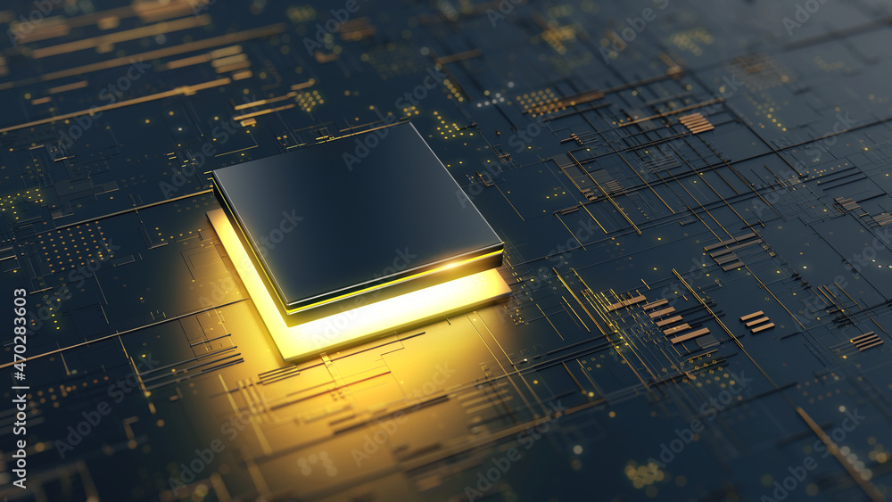 Poster central computer processors cpu concept - 3d rendering