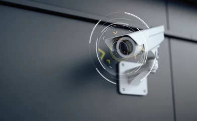 Fotobehang Outdoor Security camera. CCTV, secure, monitoring concept. 3d rendering © Sashkin