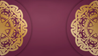 Burgundy background with vintage gold pattern and logo space