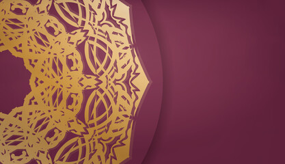 Burgundy background with vintage gold pattern and place under your text