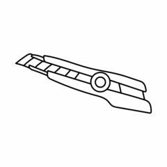 Vector continuous one single line drawing icon of  cutter in silhouette sketch on white background. Linear stylized.