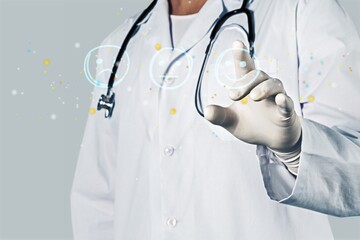 Doctors or scientists survey the satisfaction of the patient prevention management system, happy face