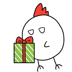 クリスマスプレゼントを贈るにわとり