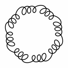 Vector doodle circular mandala curls pattern for Henna, Mehndi, tattoo, decoration. Decorative ornament in ethnic oriental style. Adult and kids coloring book page. Isolated on white background icon