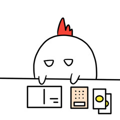 にわとりが家計簿をつけている