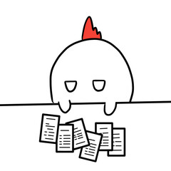 鶏がレシート集計をしている