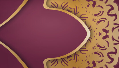 Burgundy background with vintage gold pattern for design under your logo or text