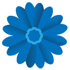 Blue origami flowers on a white background