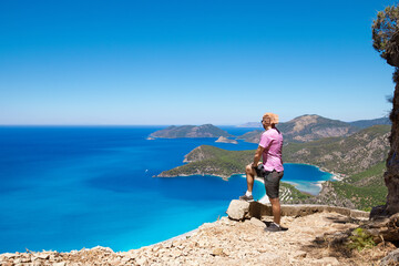 oludeniz lagoon in sea landscape view of beach, Turkey