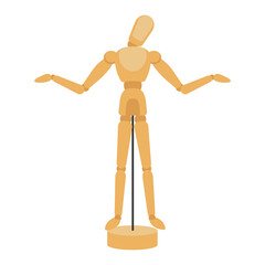 wooden doll with helpless pose