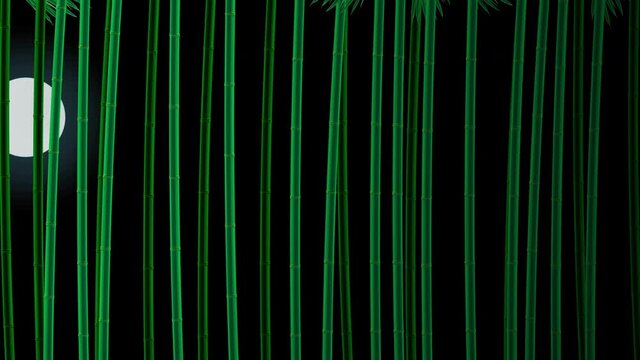 竹林と移動する満月のイラスト動画