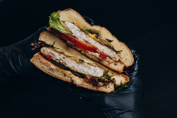 burger meat cheese fast food chicken