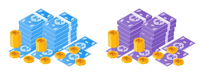 Obraz premium New Taiwan Dollar Money Bundle and Coins