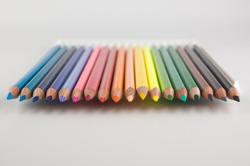 Fototapeta premium set of colored pencils lined up hardly