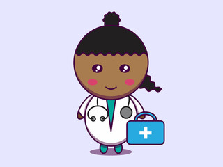 cute doctor character vector cartoon illustration