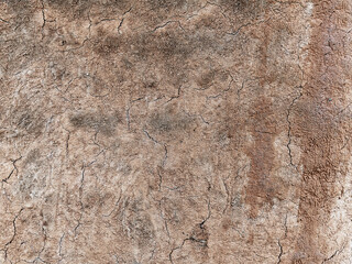 Full Frame Texture Background of Brown Cracked Dirt Wall