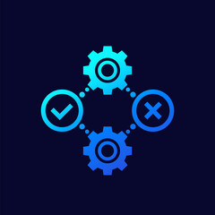 positive and negative icon with gears, vector