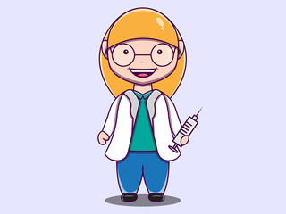 cute doctor character vector cartoon illustration