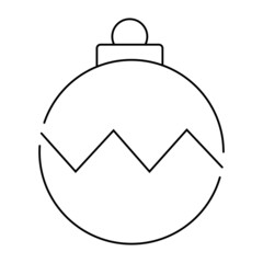Christmas tree decorations globe sphere toy Vector. Black and white. White background. Line drawing.