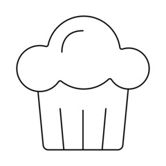 Cupcake muffin cake baking Vector. Black and white. White background. Line drawing 