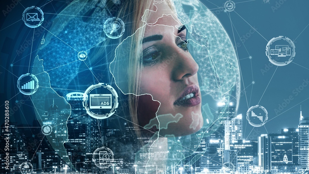 Poster conceptual business dashboard for financial data analysis . 3d render computer graphic .