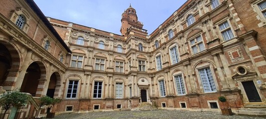 Old city center of Toulouse on a gloomy day, France
