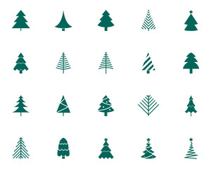 set of christmas tree, christmas decoration, winter