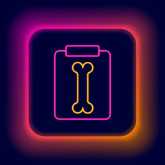 Glowing neon line X-ray shots icon isolated on black background. Colorful outline concept. Vector