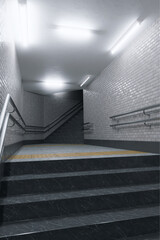 3d render, 3d illustration. Empty gloomy and scary subway.